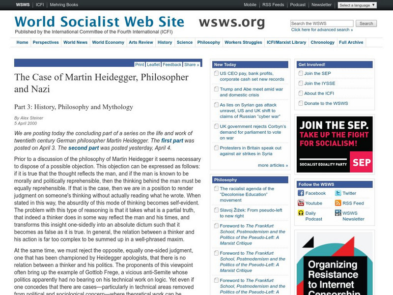 The Case of Martin Heidegger, Part Three Article The Case of Martin Heidegger, Part Three Article