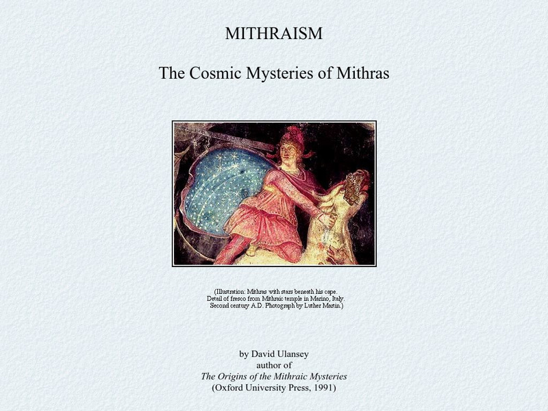 The Cosmic Mysteries of Mithra Handout The Cosmic Mysteries of Mithra Handout