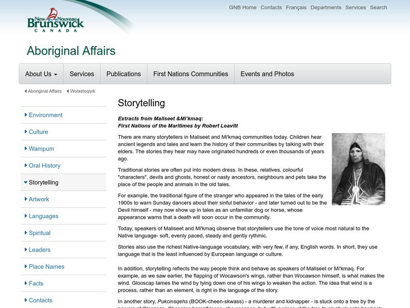 Micmac and Maliseet Storytelling Article Micmac and Maliseet Storytelling Article