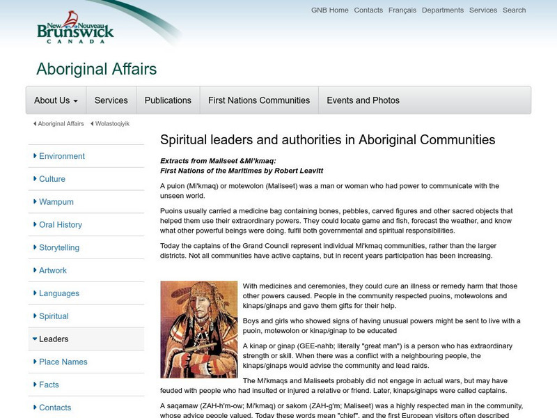 Micmac: Spiritual Leaders and Authorities Article Micmac: Spiritual Leaders and Authorities Article
