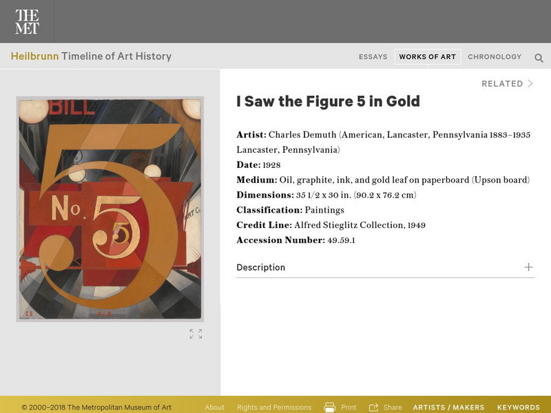 Metropolitan Museum of Art: The Figure 5 in Gold by Charles Demuth Graphic Metropolitan Museum of Art: The Figure 5 in Gold by Charles Demuth Graphic