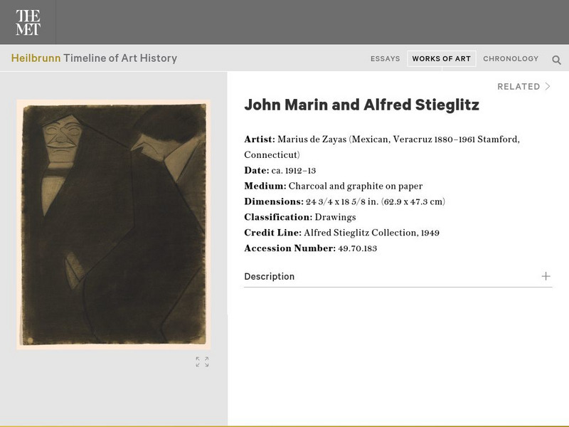 Metropolitan Museum of Art: John Marin and Alfred Stieglitz, by Marius De Zayas Graphic Metropolitan Museum of Art: John Marin and Alfred Stieglitz, by Marius De Zayas Graphic