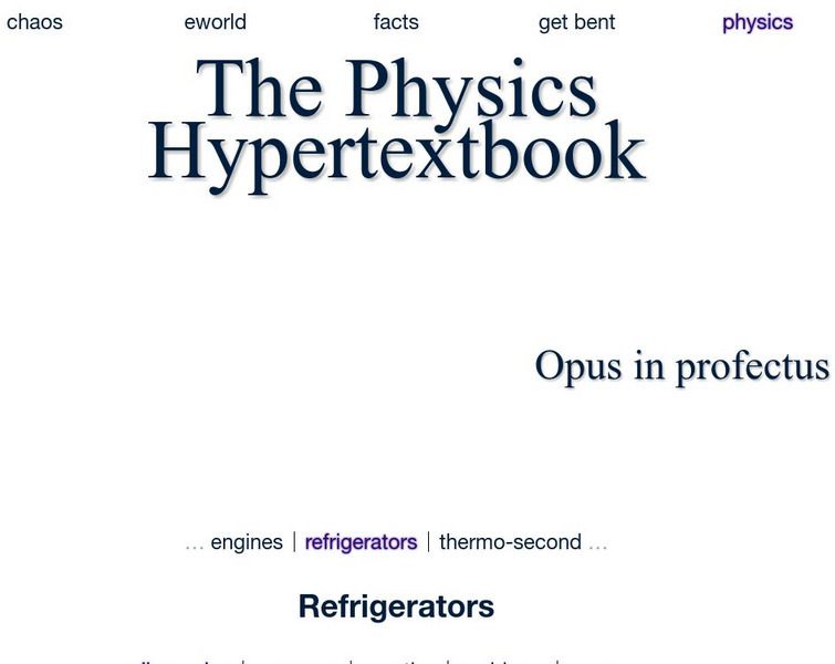 The Physics Hypertextbook: Refrigerators Website