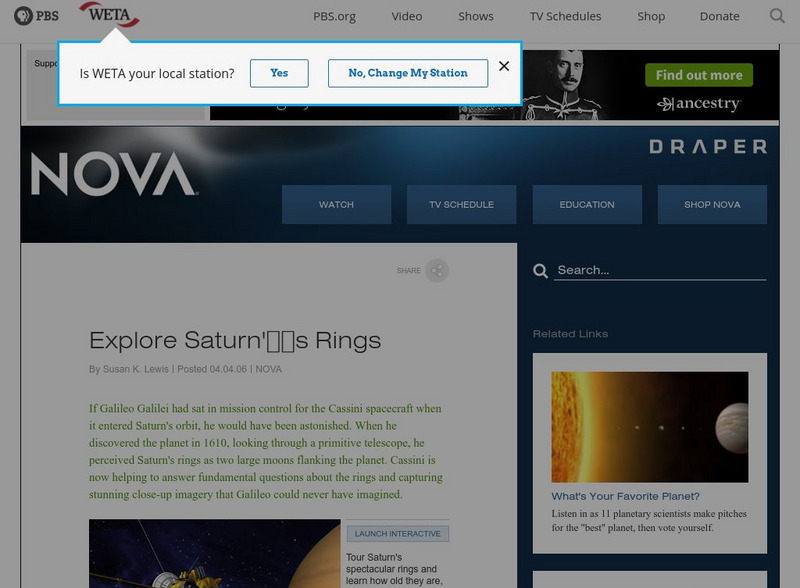 Nova: Anatomy of the Rings Website Nova: Anatomy of the Rings Website