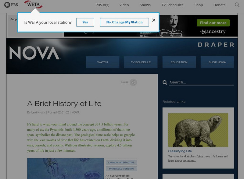 Nova: A Brief History of Earth Website Nova: A Brief History of Earth Website