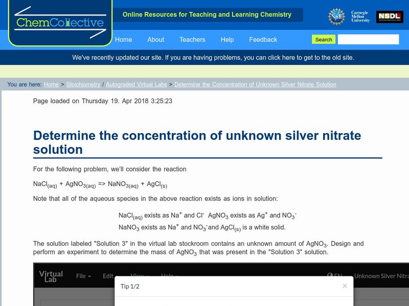 Chem Collective: Determine the Concentration of Unknown Silver Nitrate Solution Activity Chem Collective: Determine the Concentration of Unknown Silver Nitrate Solution Activity