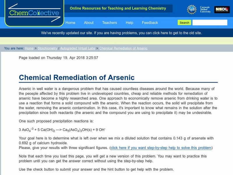 Chem Collective: Chemical Remediation of Arsenic Activity
