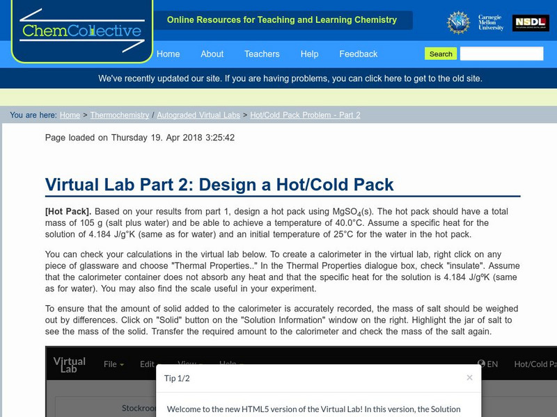Chem Collective: Hot/cold Pack Problem: Part 2 Activity Chem Collective: Hot/cold Pack Problem: Part 2 Activity