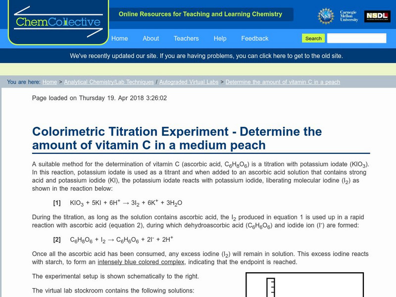 Chem Collective: Determine the Amount of Vitamin C in a Peach Activity Chem Collective: Determine the Amount of Vitamin C in a Peach Activity