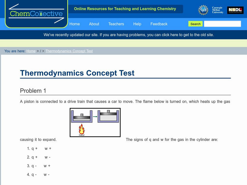 Chem Collective: Thermodynamics Concept Test Interactive Chem Collective: Thermodynamics Concept Test Interactive