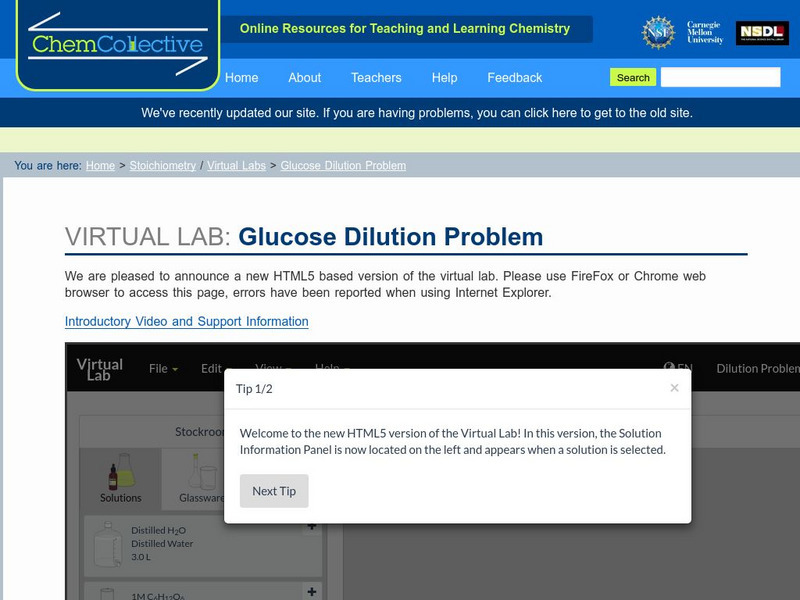 Chem Collective: Glucose Dilution Problem Interactive Chem Collective: Glucose Dilution Problem Interactive