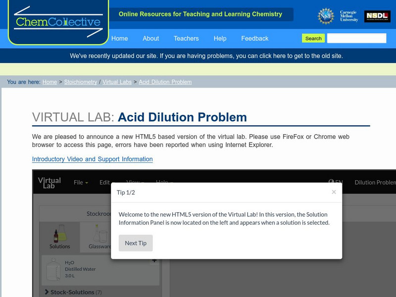 Chem Collective: Acid Dilution Problem Activity Chem Collective: Acid Dilution Problem Activity