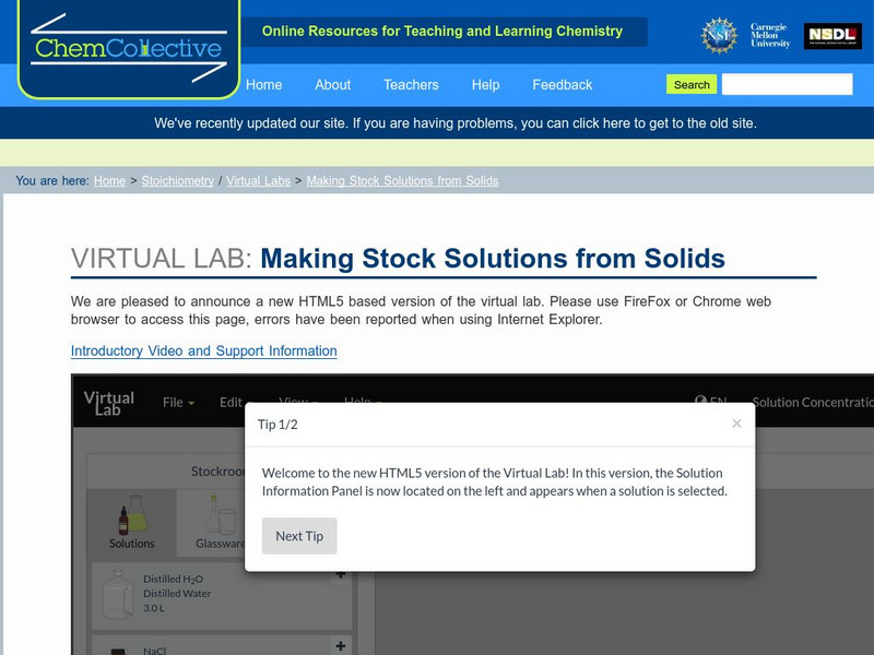 Chem Collective: Making Stock Solutions From Solids Interactive Chem Collective: Making Stock Solutions From Solids Interactive