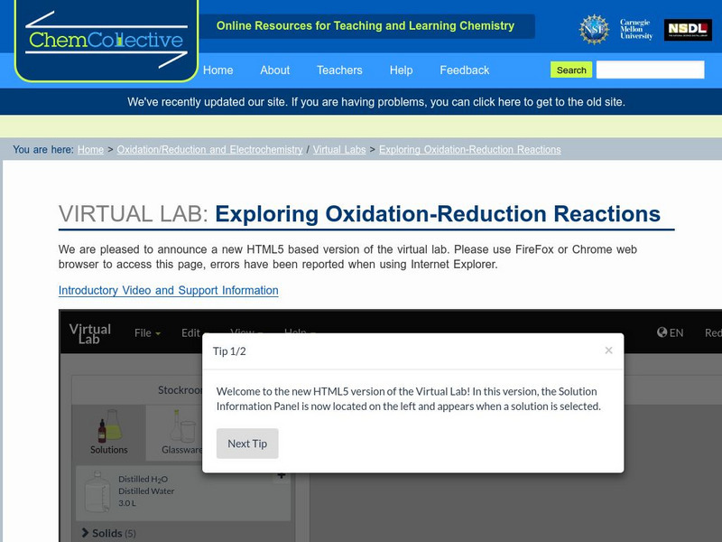 Chem Collective: Exploring Oxidation Reduction Reactions Interactive Chem Collective: Exploring Oxidation Reduction Reactions Interactive