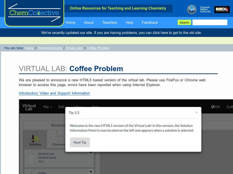 Chem Collective: Coffee Problem Activity Chem Collective: Coffee Problem Activity