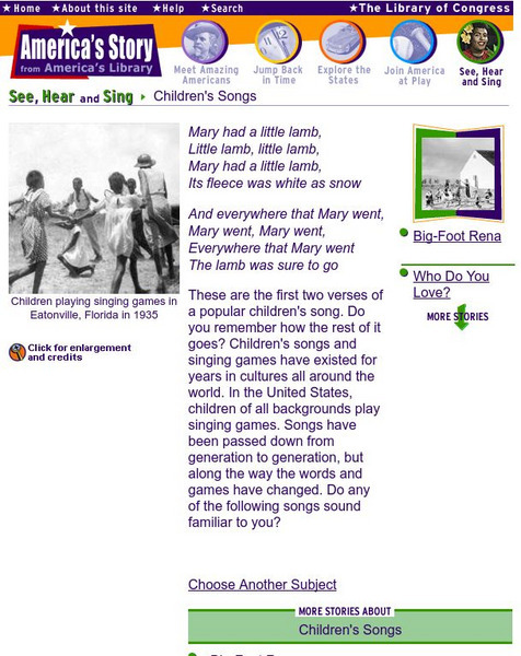 Loc: See, Hear and Sing: Children's Songs Handout Loc: See, Hear and Sing: Children's Songs Handout