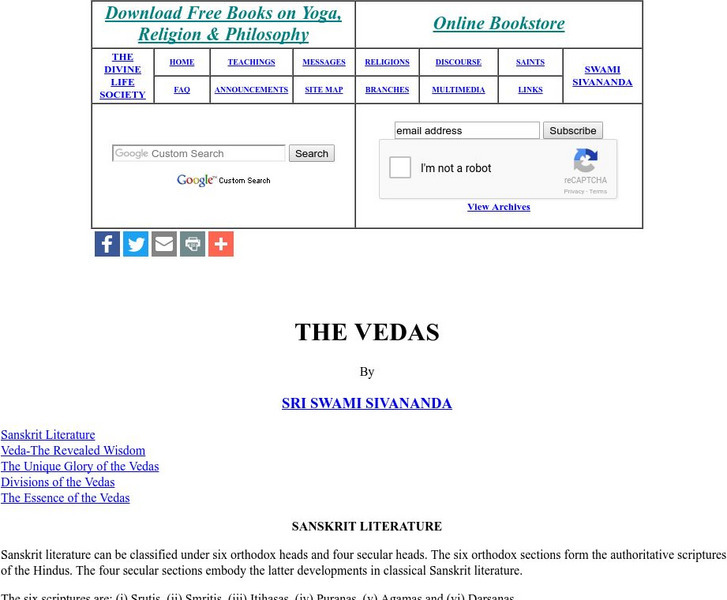 Sanskrit Literature: The Vedas Website Sanskrit Literature: The Vedas Website