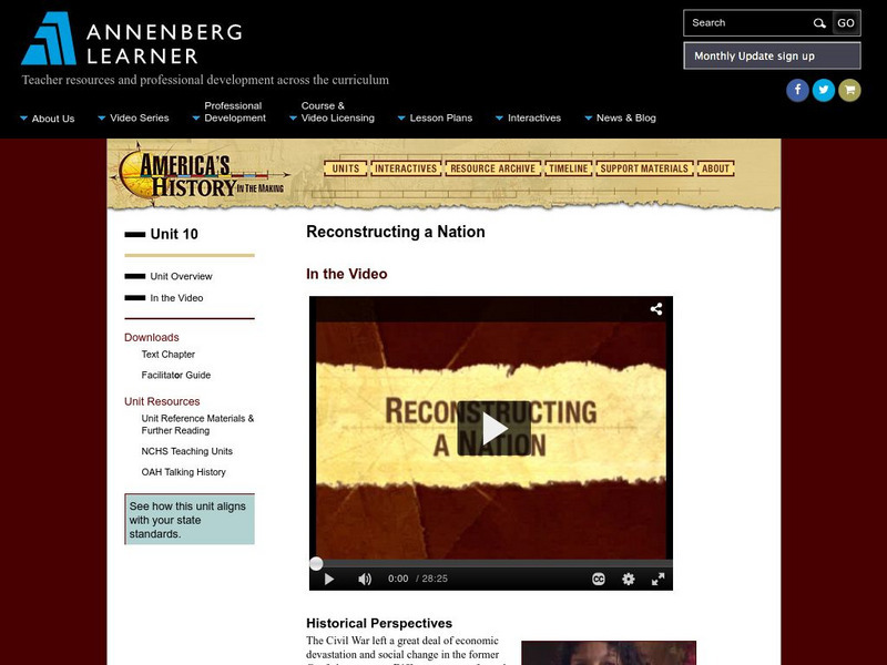 Annenberg Learner: America's History in the Making: Reconstructing a Nation Instructional Video Annenberg Learner: America's History in the Making: Reconstructing a Nation Instructional Video