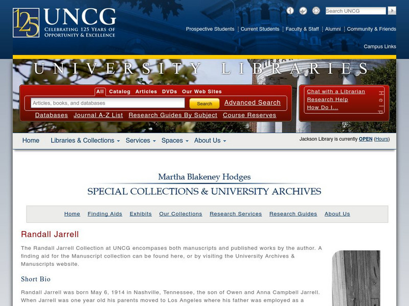 The Randall Jarrell Collection at Uncg Website