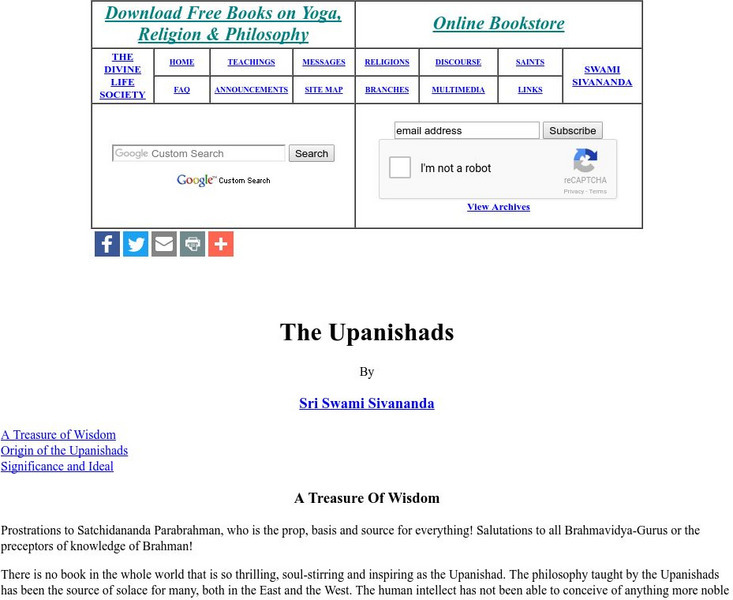 Upanishads: Treasure of Wisdom Website Upanishads: Treasure of Wisdom Website