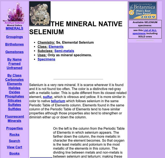 The Mineral Native Selenium Handout The Mineral Native Selenium Handout