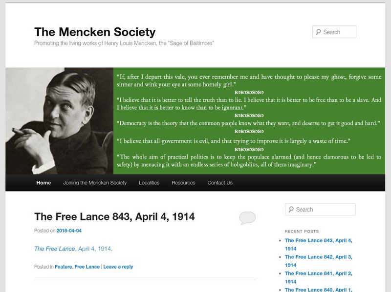 The Mencken Society Homepage Website The Mencken Society Homepage Website