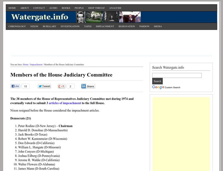 Watergate.info: Members of the Judiciary Committee Handout Watergate.info: Members of the Judiciary Committee Handout