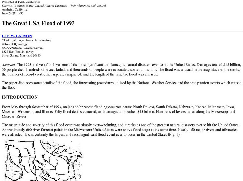 Noaa: The Great Usa Flood of 1993 Handout Noaa: The Great Usa Flood of 1993 Handout