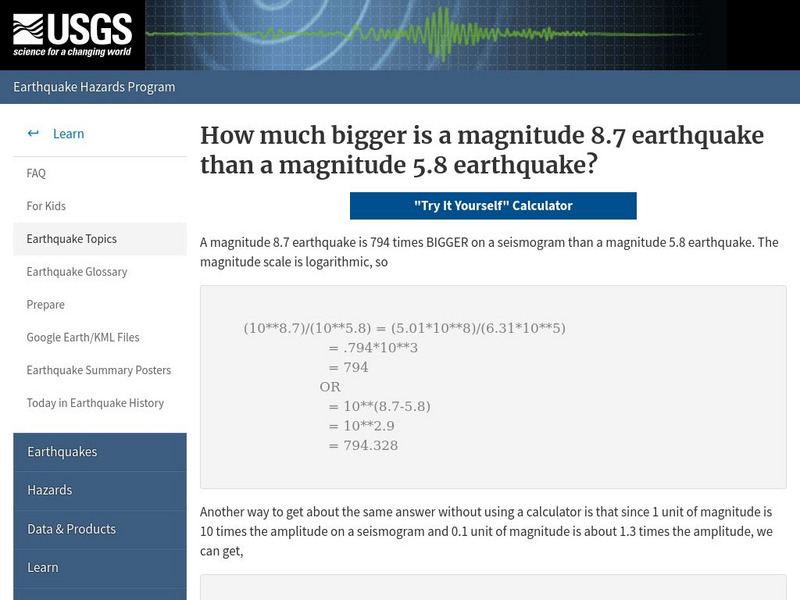 U.s. Geological Survey: How Much Bigger? Website U.s. Geological Survey: How Much Bigger? Website