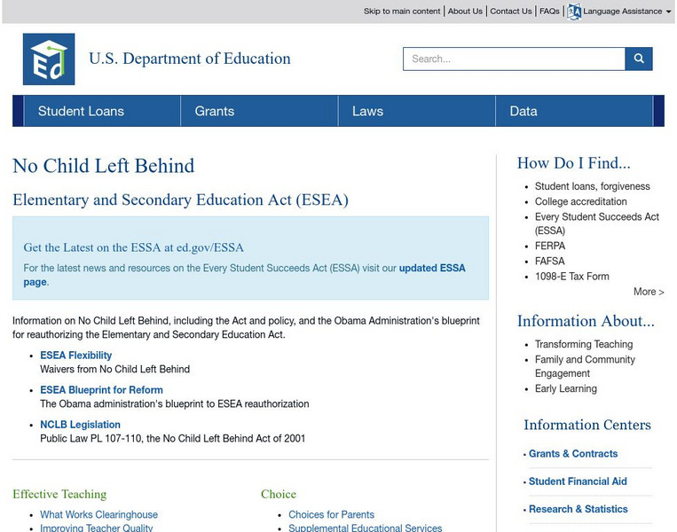U.s. Department of Education: No Child Left Behind Website