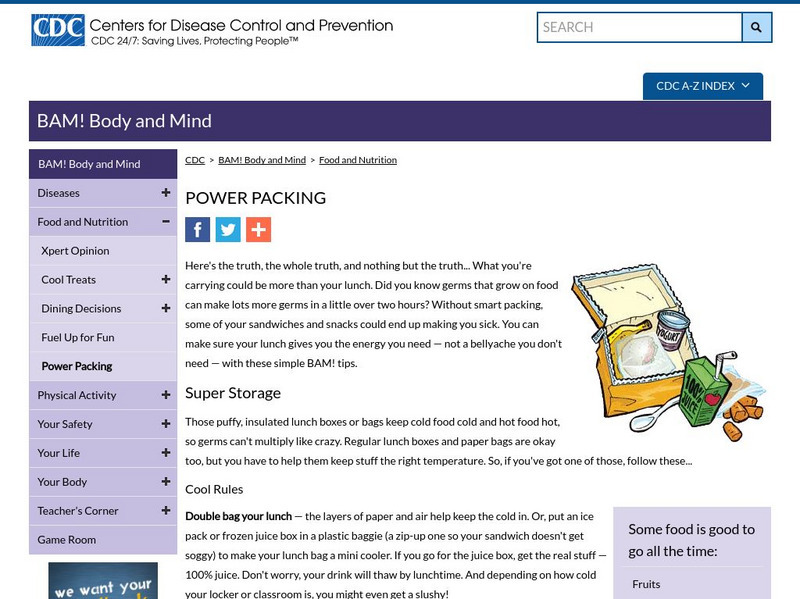 Centers for Disease Control: Body and Mind: Power Packing Handout Centers for Disease Control: Body and Mind: Power Packing Handout