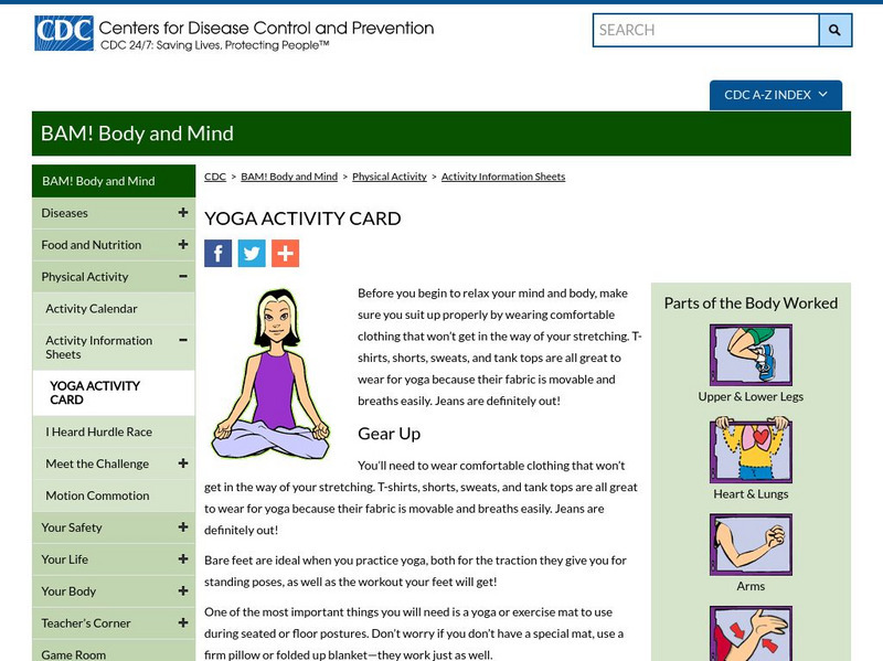 Centers for Disease Control: Bam! Body and Mind: Yoga Handout Centers for Disease Control: Bam! Body and Mind: Yoga Handout