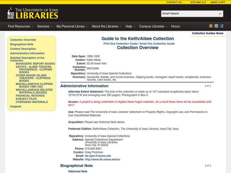 The Keith/albee Collection: The Vaudeville Industry, 1894 1935 Website The Keith/albee Collection: The Vaudeville Industry, 1894 1935 Website