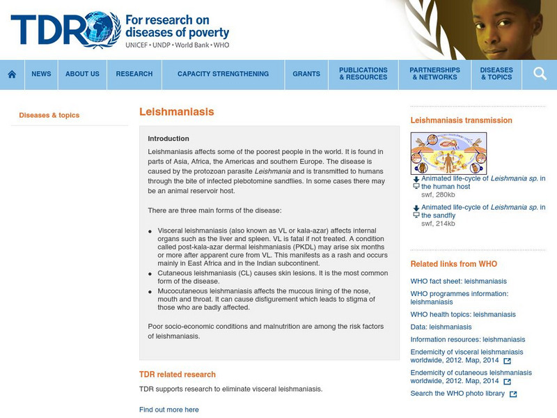World Health Organization: Leishmaniasis Handout World Health Organization: Leishmaniasis Handout
