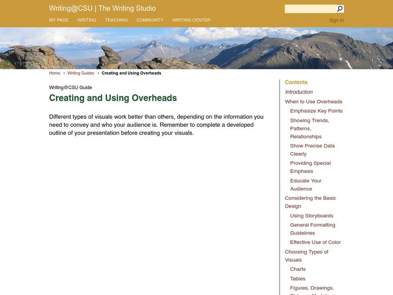 Csu Writing Guides: Creating and Using Overheads Handout