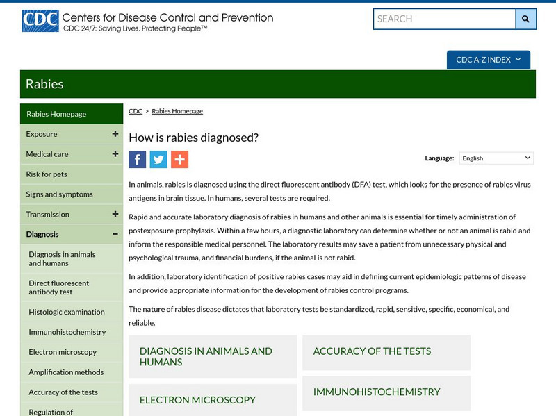Centers for Disease Control: Rabies Diagnosis Handout