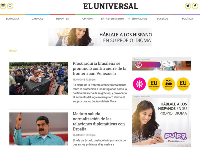 El universal.com Website El universal.com Website