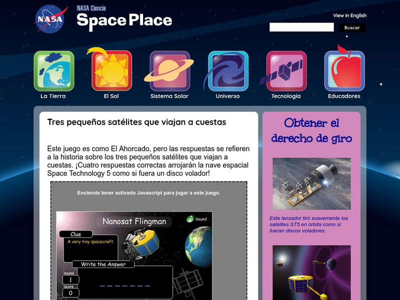 Nasa: Tres Pequenos Satelites Que Viajan a Cuestas Activity Nasa: Tres Pequenos Satelites Que Viajan a Cuestas Activity