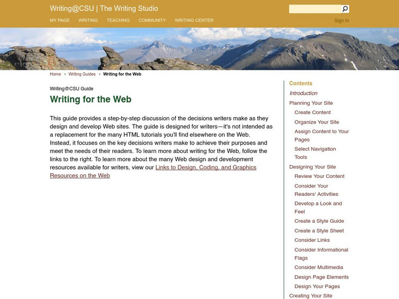 Colorado State Writing Center: Writing for the Web Activity Colorado State Writing Center: Writing for the Web Activity