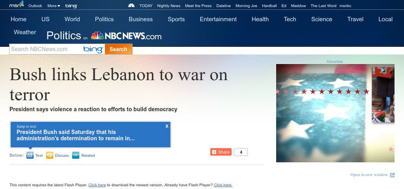 Msnbc: Bush Links Lebanon to War on Terror Instructional Video Msnbc: Bush Links Lebanon to War on Terror Instructional Video