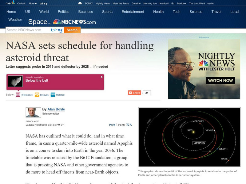 Timetable Set for Dealing With Asteroid Threat Website Timetable Set for Dealing With Asteroid Threat Website