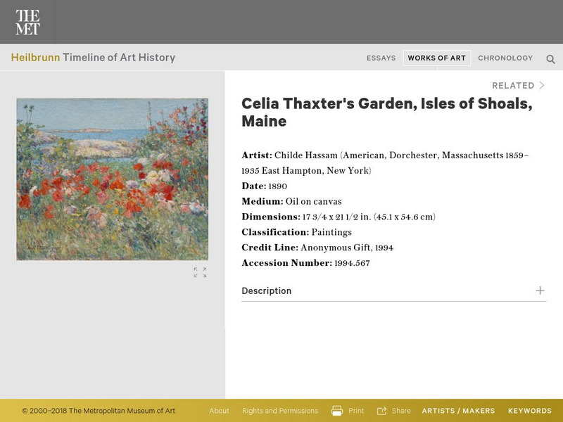 Metropolitan Museum of Art: Celia Thaxter's Garden, Isles of Shoals, Maine Graphic Metropolitan Museum of Art: Celia Thaxter's Garden, Isles of Shoals, Maine Graphic