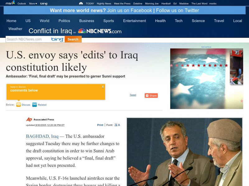 Nbc: Us Envoy Says 'Edits' to Iraq Constitution Likely Instructional Video Nbc: Us Envoy Says 'Edits' to Iraq Constitution Likely Instructional Video