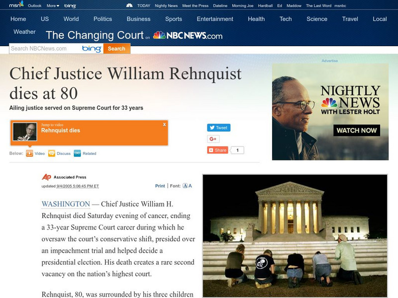 Chief Justice William Rehnquist Dies at 80 Instructional Video Chief Justice William Rehnquist Dies at 80 Instructional Video