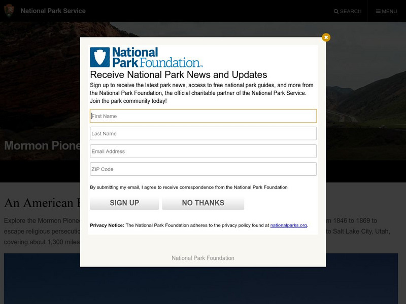 National Park Service: Mormon Pioneer National Historic Trail Website National Park Service: Mormon Pioneer National Historic Trail Website