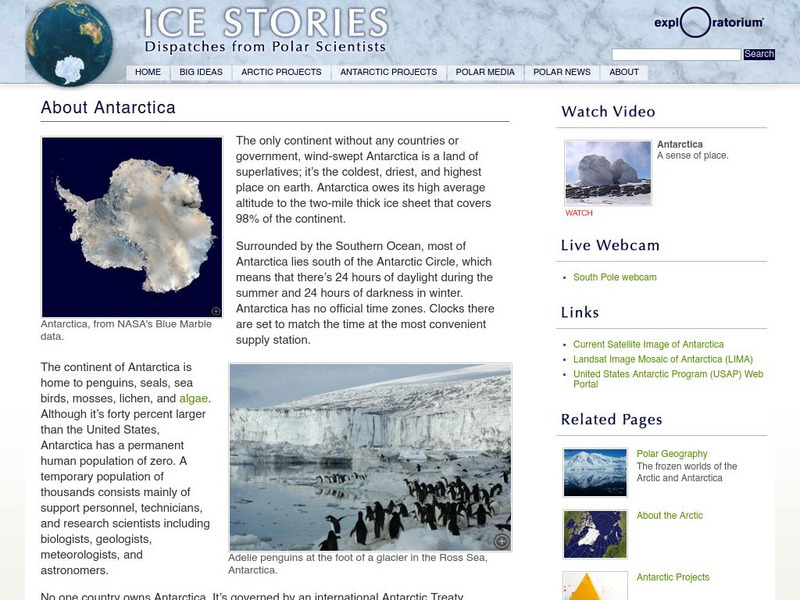 Exploratorium: Ice Stories: Dispatches From Polar Scientists: About Antarctica Article