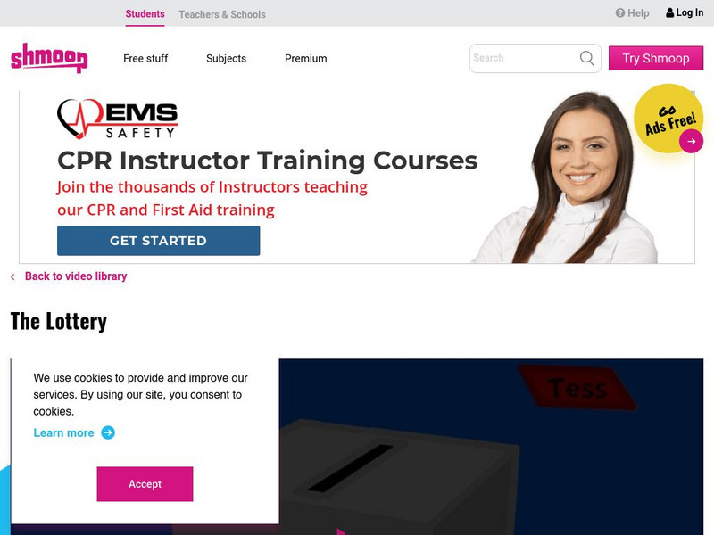 Shmoop: The Lottery: Analysis Instructional Video Shmoop: The Lottery: Analysis Instructional Video