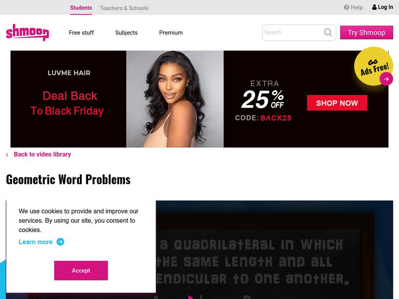 Shmoop: Geometric Word Problems Instructional Video Shmoop: Geometric Word Problems Instructional Video