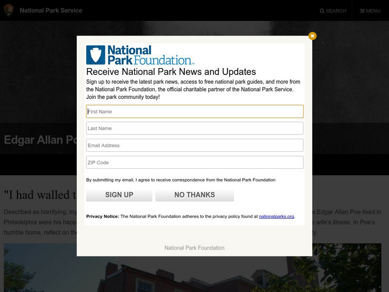 National Park Service: National Historic Site: Edgar Allan Poe Activity National Park Service: National Historic Site: Edgar Allan Poe Activity