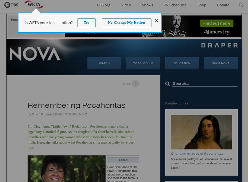 Nova: Pocahontas Revealed: Touching the Past Instructional Video